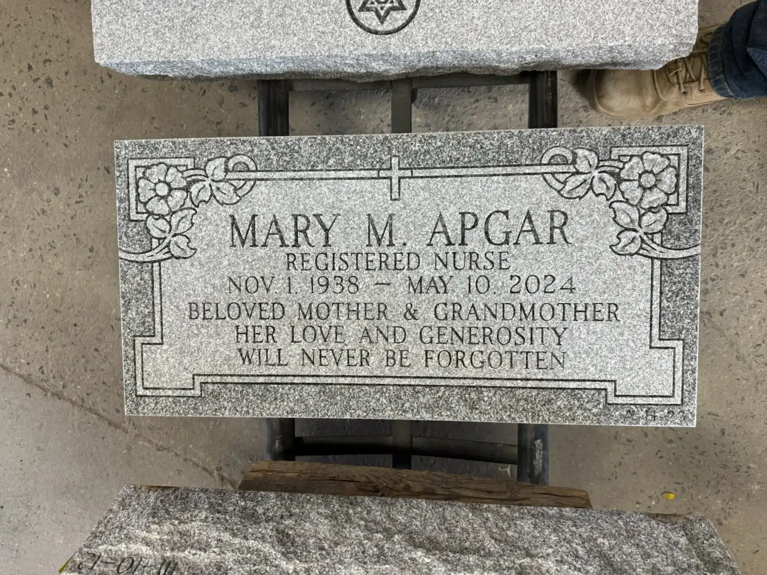 Granite Bronze Grave Marker hand-carved by Bronze Marker Guide in NJ — image 7